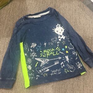 Mish Boys size 4 kid Rock 'n' Roll Long Sleeve Tee - Navy